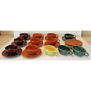 Vintage Roseville Raymor Ben Seibel Design Set of 12 Cups and 13 Saucers